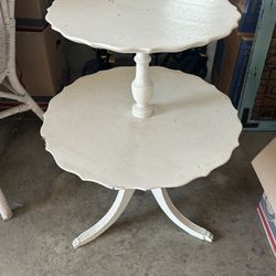 Vintage 2 Tier Table In White