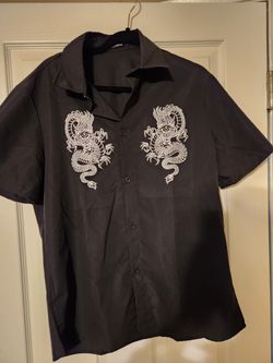 Cool Black Dragon Button Up