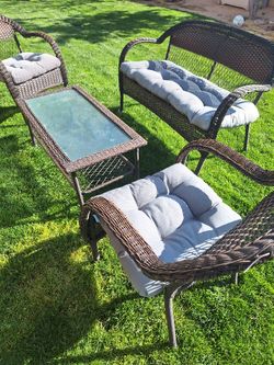 Rattan Seating Set W/ New Cushions