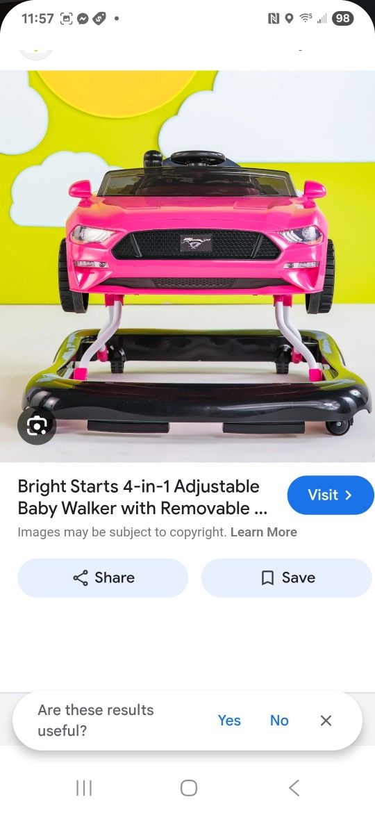 Kids pink mustang walker