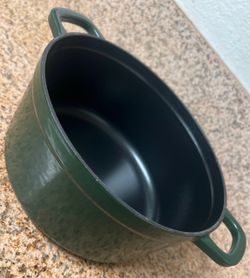 Dark Green Enameled Cast Iron Dutch Oven / Soup Pot