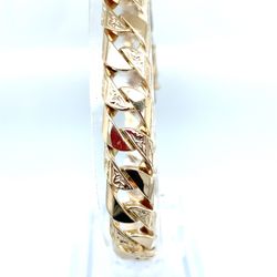 14KT Yellow Gold 8-1/2” Flat Square Cuban Bracelet 28.50g 10mm 179665