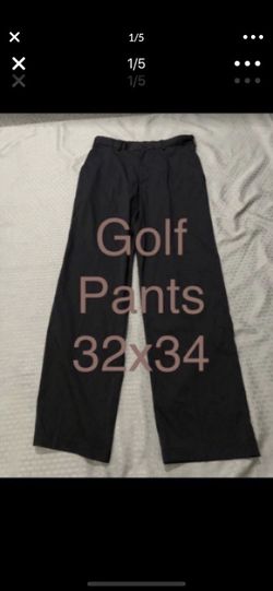 Pebble beach performance men’s golf pants size 32 Waist 34 length 32x34 Black flat front poly spandex