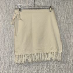 Ivory Fringe Wrap Skirt/Coverup
