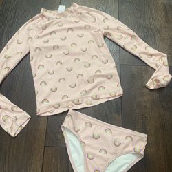 Girls Pink Rainbow 2 Piece Bathing Suit Size 6 By Harper Canyon #22
