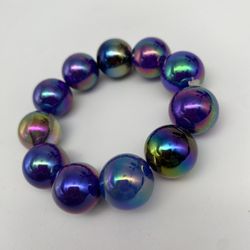 Purple Iridescent Bead Bracelet (one Bead Clear) One Size