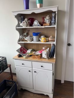 white wood kitchen hutch
