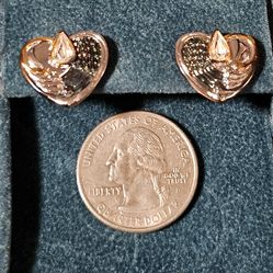 Sterling Silver Heart Earrings — Swarovski Pavé + Diamond