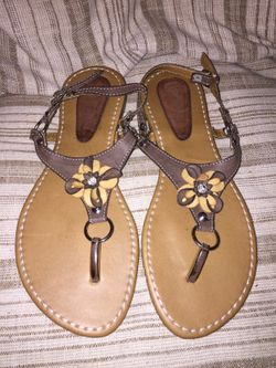 Dark Brown Flower Sandals