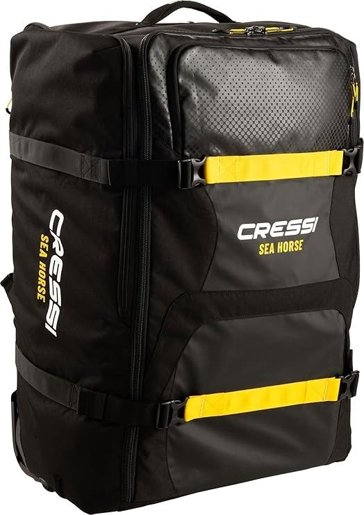 CRESSI Sea Horse Wheeled Backpack for Travel and Aquatic Activities, Black, 22.5" x 13" x 32"