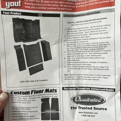 Quadratec Custom Floor Mats For Jeep CJ5 1(contact info removed)