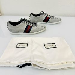 Men's Gucci Bambi Web Glitter Silver sneakers 