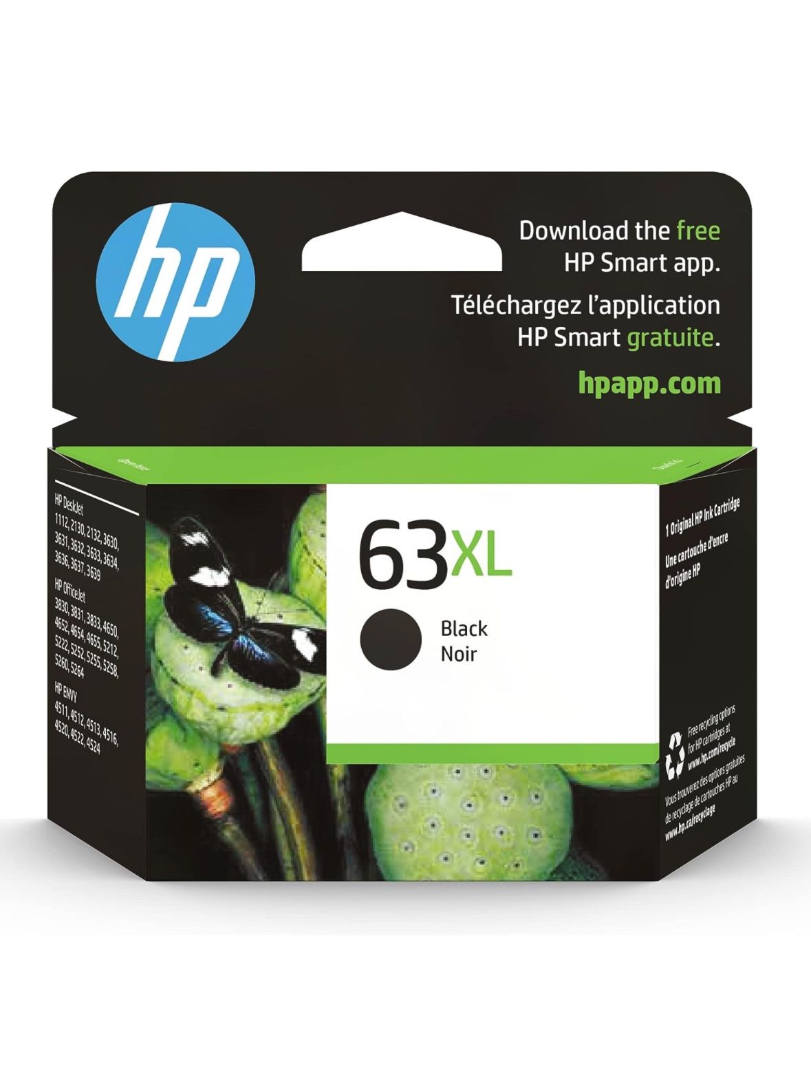 HP 63XL High-Yield Black Ink Cartridge, F6U64AN