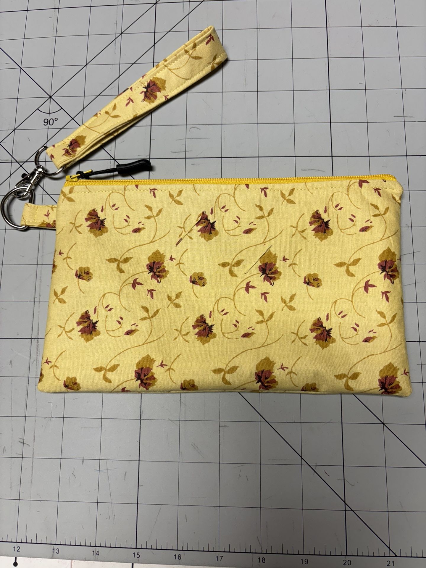 Zippered Pouch With Wristlet - Fully Lined - 9” X 5”