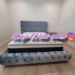 NEW QUEEN BED FRAME AND MATTRESS