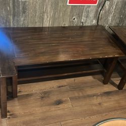 Hard Wood Coffee Table With Two End Tables