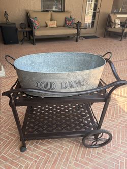 Rolling Drink Kart with Cooler