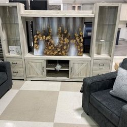 👉 Free Delivery 👈 Entertainment Center** TV Stand, 2 Piers and Bridge 💧$101 Per Monthly ($50 Down/GetNowPayLater)
