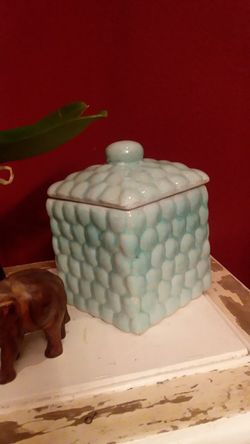 Handpainted Blue Seashell Canister