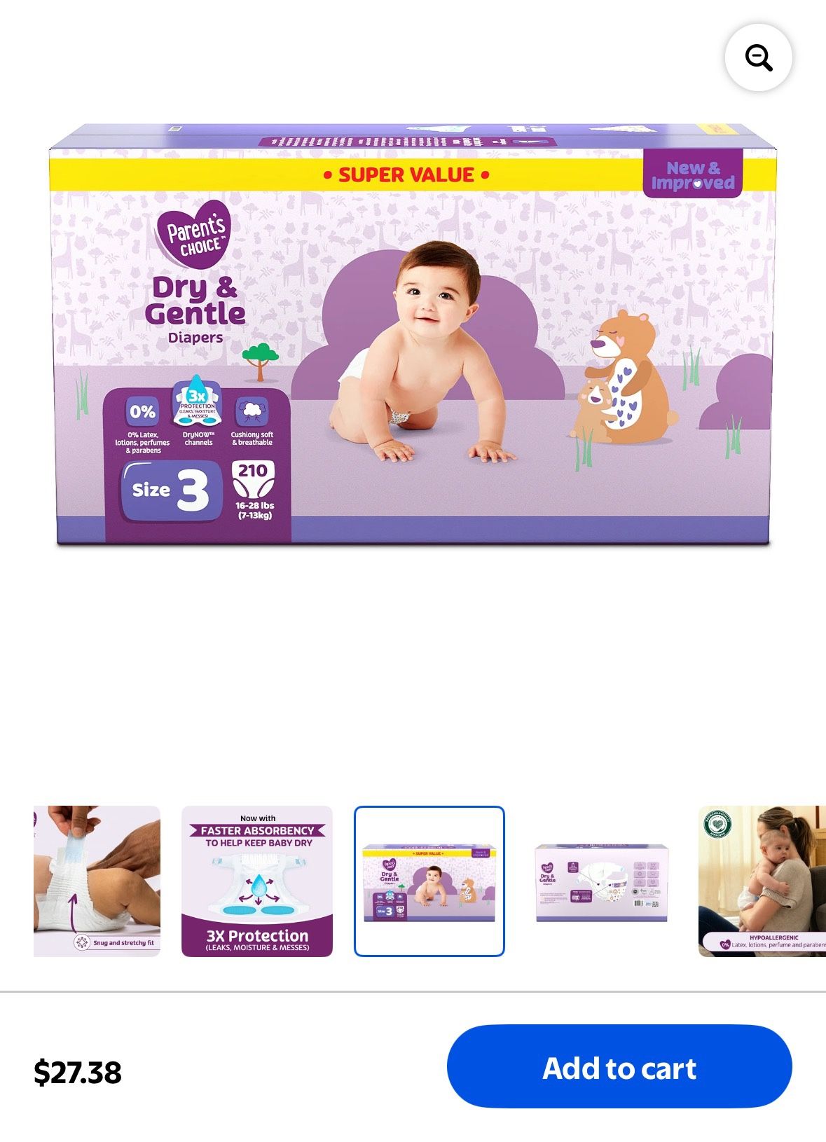 Parents Choice Size 3 Diapers Box