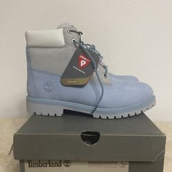 TIMBERLAND 6" Premium Boots GS J Blue/Grey FITS MEN SIZE 7/ WOMAN'S SIZE 
