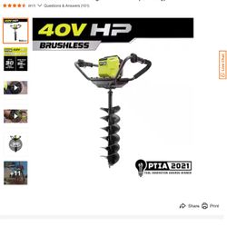 40V HP Brushless Cordless Earth Auger with 8 in. Bit (Tool Only)