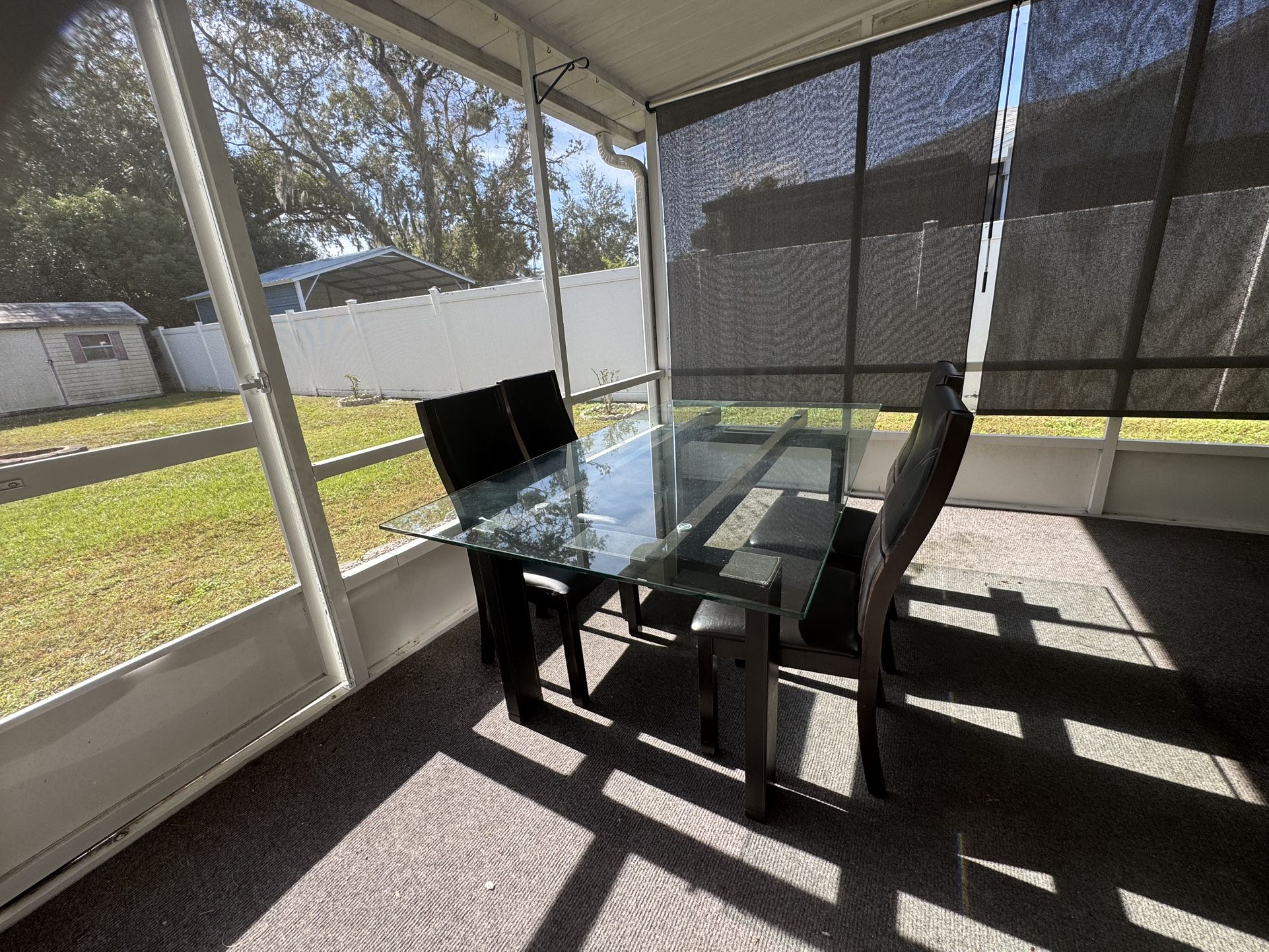 Dining Table, Brown Black And Clear