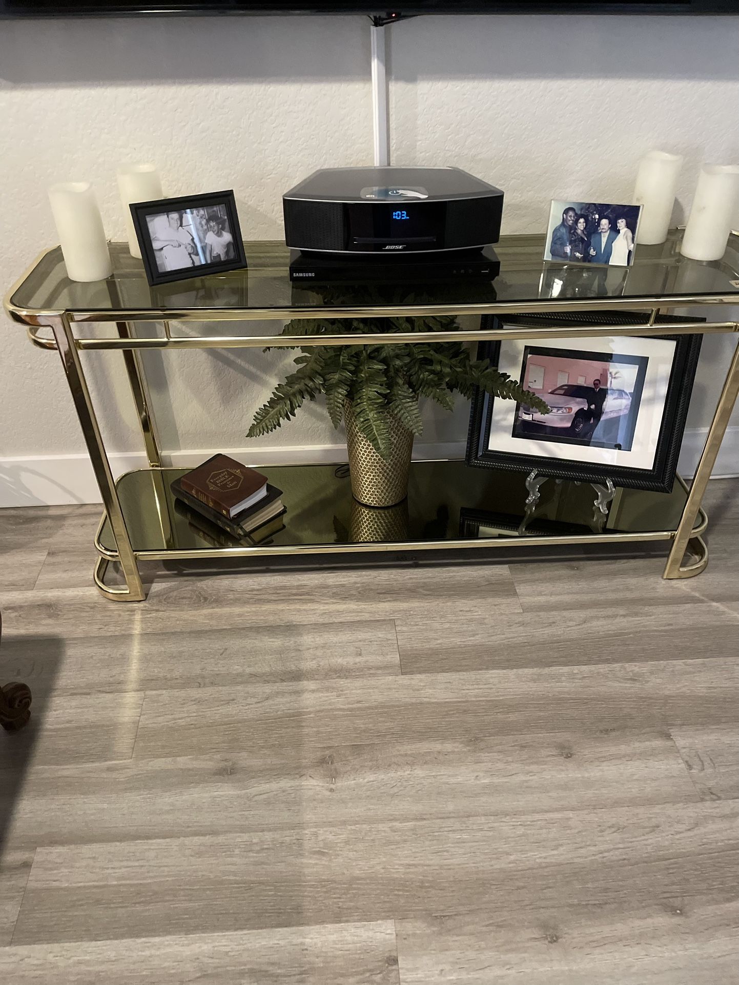 Glass And Brass Table