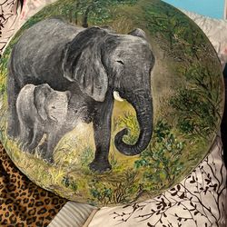 For Elephat Lovers Hand painted on a shield