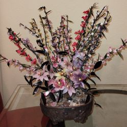 Jade Glass Bonsai Tree Peking Glass Cherry Blossom Plant