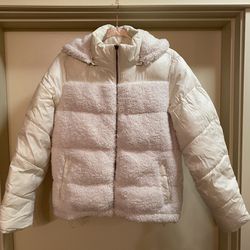 a.n.a. A New Approach Off White Sherpa Front Puffer Jacket
