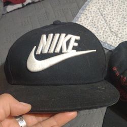 Boys Black Nike Snapback Cap with White Logo