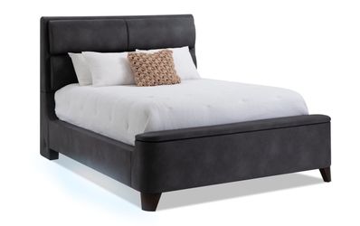 Belmont Queen Grey Upholstered Storage Panel Bed (grey)