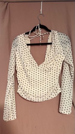 Polka Dot Long Sleeve Crop Top XL No Brand