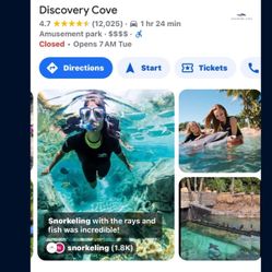 Discovery Cove >> TICKETS FOR PARK * 🐬