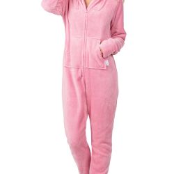 Pajamagram Hoodie-Footie for Women - Pink  Medium 