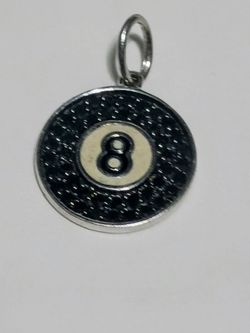 14k White Gold And Black Natural Diamond 8 Bool Charm Pendant
