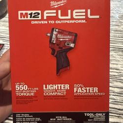 Milwaukee 12v 3/8” impact stubby  wrench 550 nut busting torque new tool only $180 