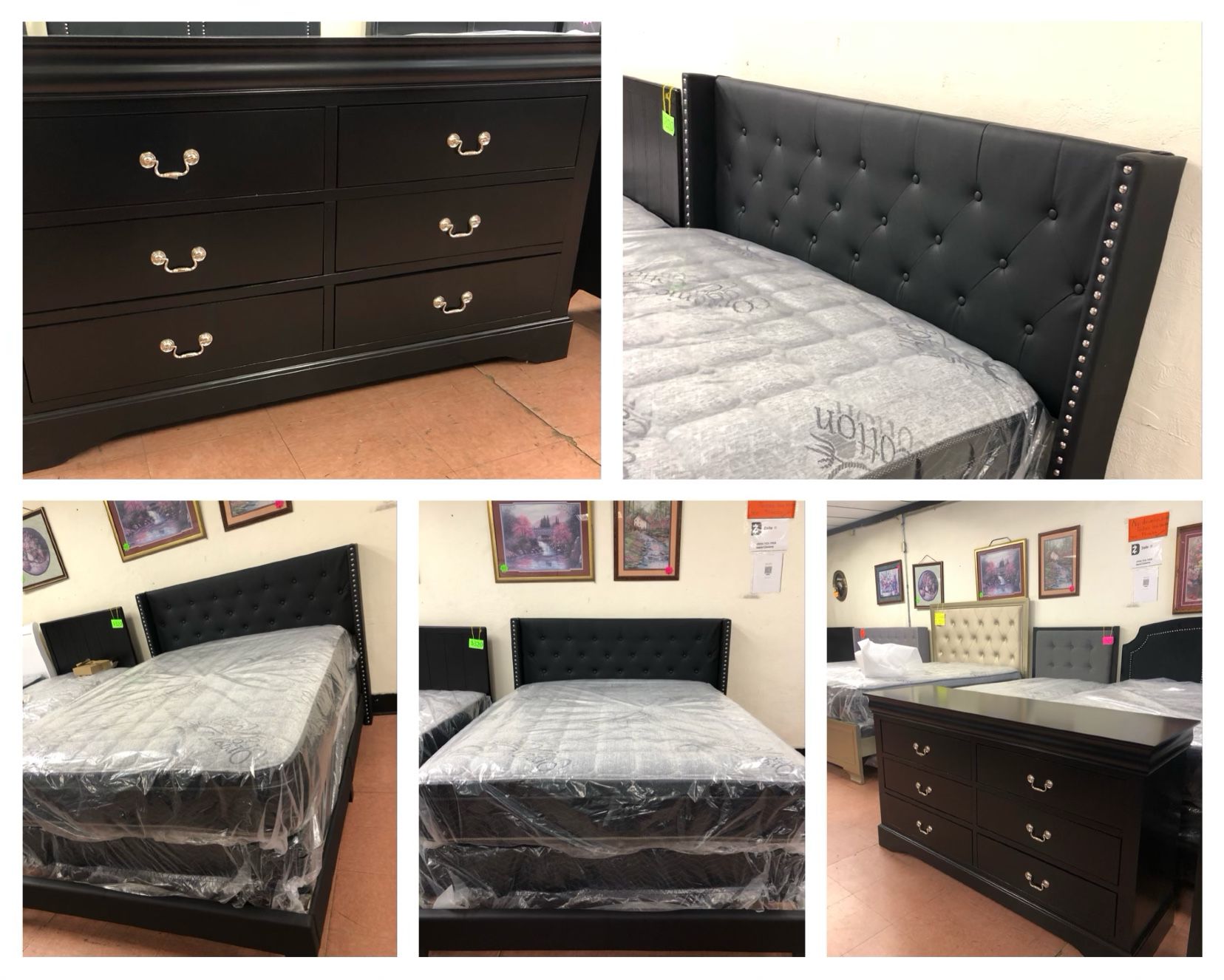 New Queen Size Bed And 6 Drawers Dresser 