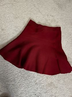 Burgundy Flared Mini Skirt