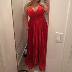Red Satin Dress, Size 3XL