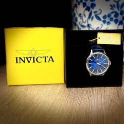 Invicta Men's Elegant Blue Dial Watch w/ Blue Leather Strap