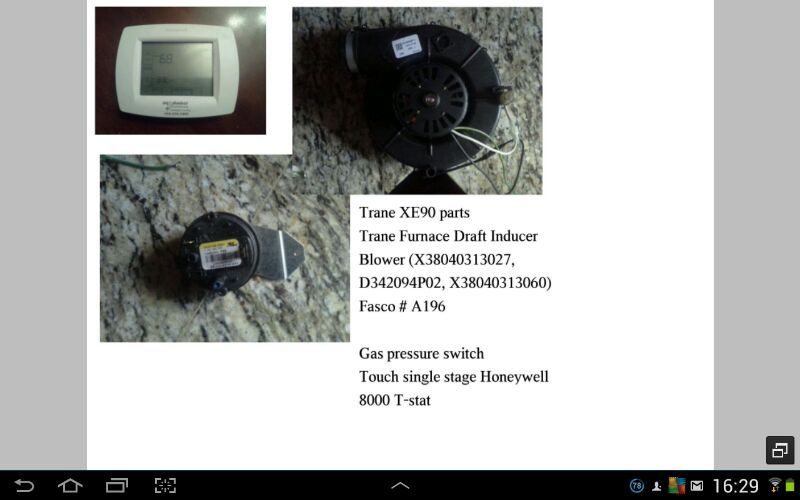 Trane XE90 Gas Furnace Parts