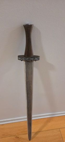 Vintage Steel Sword With Carved Wooden Handle. Collector's Item.