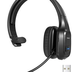 Bluetooth Trucker Headset with Microphone Noise Canceling Wireless On Ear Headphones, Hands Free Telephone Headset for Cell Phone Computer Office Home