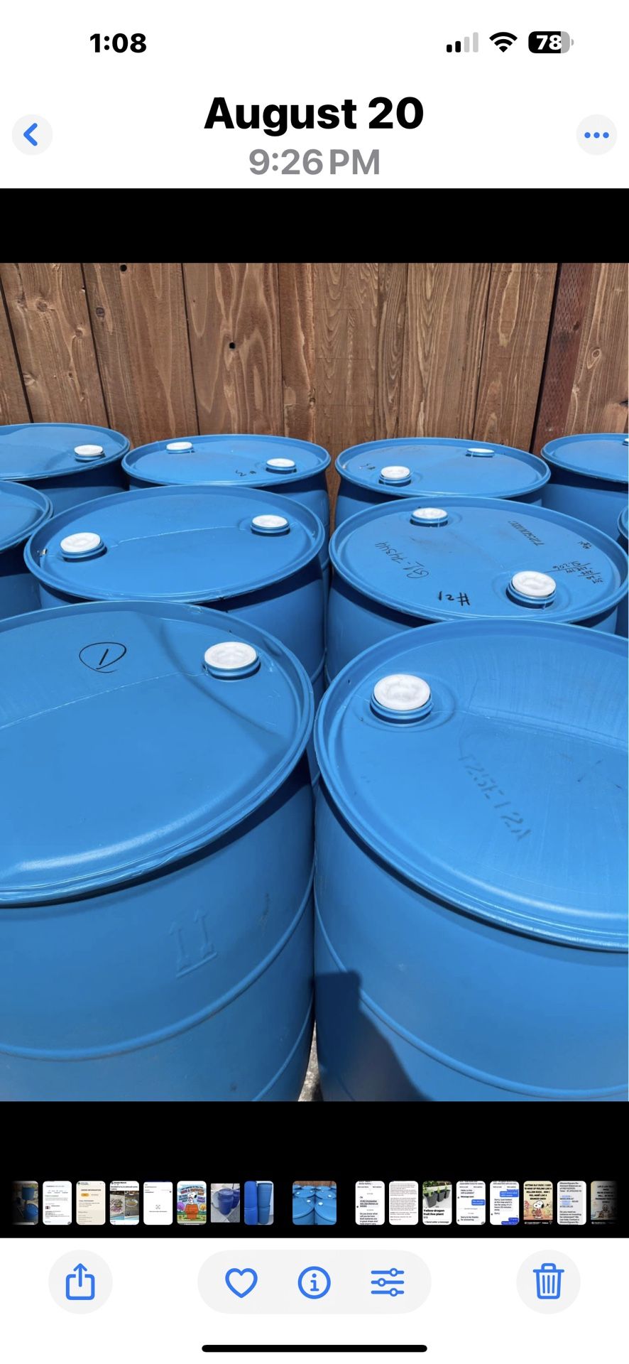 55 Gallon Barrels Food Safe Starting At $10 For Steel $20 For Plastic Clothes. Top Lid Does Not Come Off.