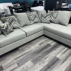 2PC GREY SECTIONAL LINEN ( NEW IN PLASTIC ) 