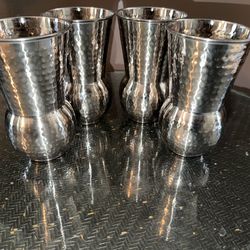 Set of 4 BRAND NEW Hammered Metal Tumblers or VASES
