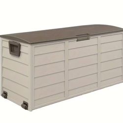 [Outdoor Storage Box] 75 Gallon Outdoor Storage Box, Deck Box Resin with Handles, Outside Storage Container for Home, Kitchen, Patio Garden, Pool, Rac