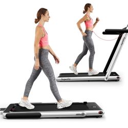 Goplus 2 in 1 Folding Treadmill, 2.25HP Superfit Under Desk Electric Treadmill, Installation-Free with Remote Control, APP Control and LED Display, Wa